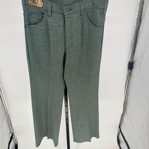 VTG Lee Deadstock Knit Leesures Green & White Flare Pants sz32